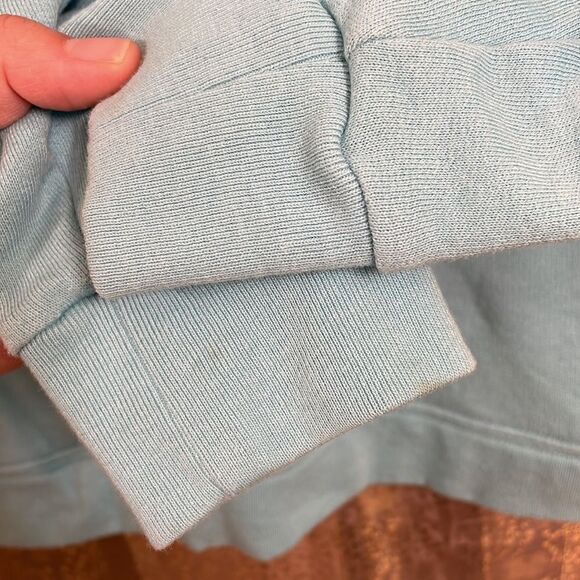 PINK Victorias Secret light blue pullover hoodie sweater, white logo, XS - Picture 4 of 7